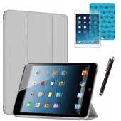 Apple iPad Mini 2 / Mini 3 Uyumlu Smart Cover Tablet Kılıfı Ekran Koruyucu Kalem Set Gümüş thumbnail 1