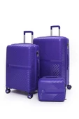 Elatae Exclusive Pro Polipropilen Kırılmaz 3'lü Valiz Seti Büyük - Orta Boy ve Makyaj Çantası Mor 5239 thumbnail 1