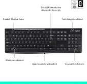 Logitech K270 Kablosuz Klavye, Tuş Takımı, Sıvı Dökülmesine Dayanıklı, 10 m Kullanım Mesafesi, Türkçe Q Klavye, Siyah - 4