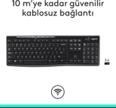 Logitech K270 Kablosuz Klavye, Tuş Takımı, Sıvı Dökülmesine Dayanıklı, 10 m Kullanım Mesafesi, Türkçe Q Klavye, Siyah - 2