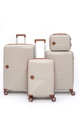 4’lü Valiz Seti Elatae Exclusive Pro Polipropilen Kırılmaz Büyük - Orta - Kabin Boy ve Makyaj Bej - Camel 5239 thumbnail 1