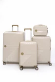 4’lü Valiz Seti Elatae Exclusive Pro Polipropilen Kırılmaz Büyük - Orta - Kabin Boy ve Makyaj Bej - Vizon 5239 thumbnail 1