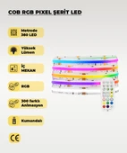 COB RGB Pixel Şerit Led - Animasyonlu - Sese Duyarlı - 5 Metre (Kumandalı) - 1