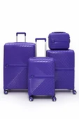 4’lü Valiz Seti Elatae Exclusive Pro Polipropilen Kırılmaz Büyük - Orta - Kabin Boy ve Makyaj Mor 5239 thumbnail 1