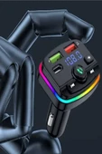Araç Bluetooth 5.1 Fm Transmitter Cihazı Araba Müzik Mp3 Çalar Oto Çakmaklık 20w Hızlı Şarj Aleti - 3