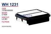 Wunder WH1231 Wh1231 Hava Filtresi - Suzuki Baleno 540129607 - 1