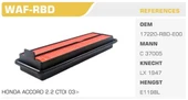 Winkel WAF HAVA FİLTRESİ ACCORD 03-08 2.2 CDTI 16V - 1