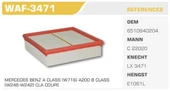 Winkel WAF -3471  HAVA FİLTRE MERCEDES A-B SERİ 12- C22020 F - 1