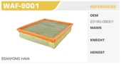 Winkel WAF -9001  HAVA FİLTRESİ ACTYON SPORTS 07- KYRON 05- - 1