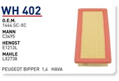 Wunder WH402 HAVA FİLTRESİ - PEUGEOT BİPPER 1,4 - 1