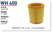 Wunder WH400 HAVA FİLTRESİ - PEUGEOT 106 1.4 D - 1.5 D (CS449A) - 1
