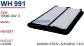 Wunder WH991 HAVA FİLTRESİ - NISSAN QASHGAi 1.2,1.5,1.6 DCİ ,XTRA - 1