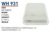 Wunder WH931 HAVA FİLTRESİ - MITSHUBISHI GRANDIŞ 2.4-LANCER Saloo - 1