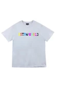 fame-stoned  Astraworld Travis Scott Baskılı Unisex %100 Pamuk Beyaz T-shirt thumbnail 1