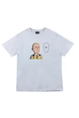fame-stoned  Saitama Anime Baskılı Unisex %100 Pamuk Mavi T-shirt - 2