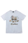 fame-stoned  İstanbul Baskılı Unisex %100 Pamuk Beyaz T-shirt thumbnail 1