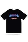 fame-stoned  Gym, Fitness, Vucüt Geliştirme, Body Building, Love Gym Baskılı Unisex %100 Pamuk Siyah T-shirt thumbnail 1