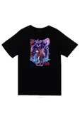 fame-stoned  Solo Leveling Anime Baskılı Unisex %100 Pamuk Siyah T-shirt - 1