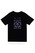 fame-stoned  Him Baskılı Unisex %100 Pamuk Siyah T-shirt - 1