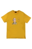 fame-stoned  Saitama Anime Baskılı Unisex %100 Pamuk Mavi T-shirt - 3