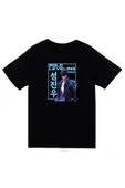 fame-stoned  Solo Leveling Sung Jin Woo Anime Baskılı Unisex %100 Pamuk Siyah T-shirt - 1