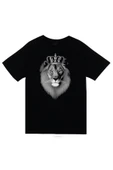 fame-stoned  Aslan Baskılı Unisex %100 Pamuk Siyah T-shirt thumbnail 1