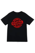 fame-stoned  İstanbul Baskılı Unisex %100 Pamuk Siyah T-shirt thumbnail 1