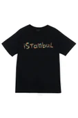 fame-stoned  İstanbul Baskılı Unisex %100 Pamuk Siyah T-shirt - 1