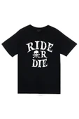 fame-stoned  Siyah Ride Or Die Baskılı T-shirt thumbnail 1