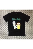 fame-stoned  Rick And Morty Baskılı Unisex %100 Pamuk Siyah T-shirt thumbnail 1