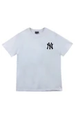 fame-stoned  New York Ny Sol Logo Baskılı Unisex %100 Pamuk Beyaz T-shirt thumbnail 1
