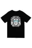 fame-stoned  Unisex Bordo Aslan Gözlüklü Baskılı T-shirt thumbnail 1