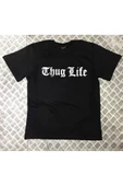 fame-stoned Unisex Siyah Tupac Thug Lıfe Baskılı T-shirt thumbnail 1