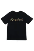 fame-stoned  İstanbul Baskılı Unisex %100 Pamuk Siyah T-shirt thumbnail 1