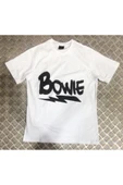 fame-stoned  Bowie Baskılı Unisex %100 Pamuk Beyaz T-shirt thumbnail 1