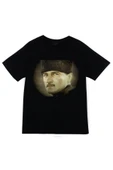 fame-stoned  Gazi Mustafa Kemal Atatürk Baskılı Unisex %100 Pamuk Siyah T-shirt - 1