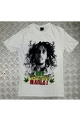 fame-stoned  Bob Marley Baskılı Unisex %100 Pamuk Beyaz T-shirt thumbnail 1