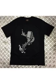 fame-stoned  Müzik Notası Baskılı Unisex %100 Pamuk Siyah T-shirt thumbnail 1