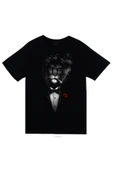 fame-stoned  Unisex Siyah Aslan Smokin Baskılı T-shirt thumbnail 1