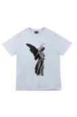 fame-stoned  Unisex Beyaz Melek Baskılı T-shirt - 1