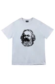 fame-stoned  Karl Marx Baskılı Unisex Beyaz %100 Pamuk T-shirt thumbnail 1