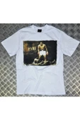 fame-stoned  Muhammed Ali Baskılı Unisex %100 Pamuk Beyaz T-shirt thumbnail 1