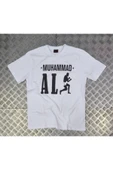 fame-stoned  Muhammed Ali Baskılı Unisex %100 Pamuk Beyaz T-shirt thumbnail 1