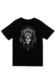 fame-stoned  Aslan Baskılı Unisex %100 Pamuk Siyah T-shirt thumbnail 1