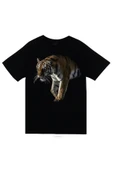 fame-stoned  Aslan, Hayvan Baskılı Unisex %100 Pamuk Siyah T-shirt thumbnail 1