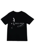 fame-stoned  Gazi Mustafa Kemal Atatürk Baskılı Unisex %100 Pamuk Siyah T-shirt thumbnail 1