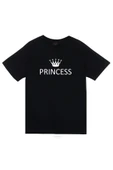 fame-stoned  Unisex Siyah Princess Prenses Baskılı T-shirt thumbnail 1
