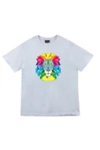fame-stoned  Aslan Baskılı Unisex %100 Pamuk Siyah T-shirt - 3