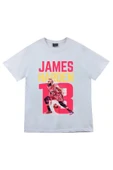 fame-stoned  Lebron James Baskılı Unisex %100 Pamuk Beyaz T-shirt thumbnail 1