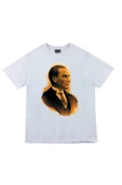 fame-stoned  Gazi Mustafa Kemal Atatürk Baskılı Unisex %100 Pamuk Beyaz T-shirt - 1